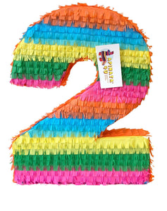 Large Number Two Pinata Fiesta Colors