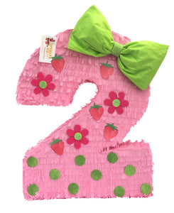 20" Tall Number Two Pinata Strawberry Theme
