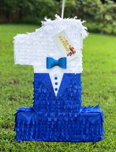 Load image into Gallery viewer, 20&quot; Tall Mr Onederful Number One Pinata First Birthday Blue Tuxedo &amp; Bowtie Accent 1st Birthday Littleman Party

