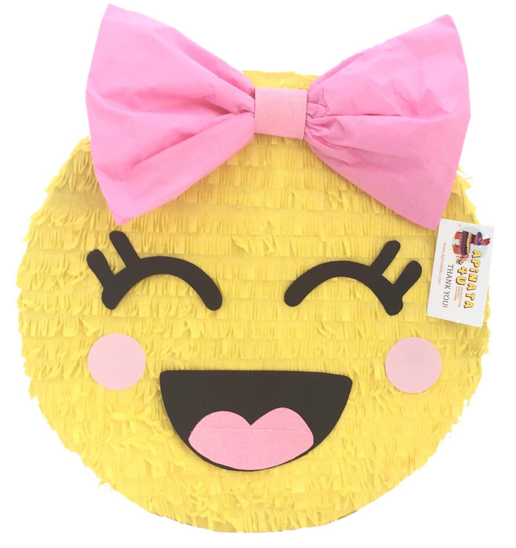 Girly Emoticon Pinata with Pink Bow