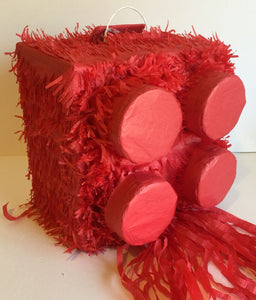Bluiding Block Pinata Red Color for Building Block Themed Birthday Party