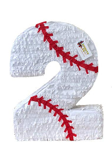 Large Number Two Pinata Baseball Theme