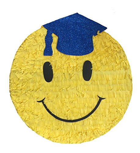 Graduation Emoticon Pinata Blue Cap 16