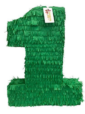 Large Solid Dark Green Number One Pinata