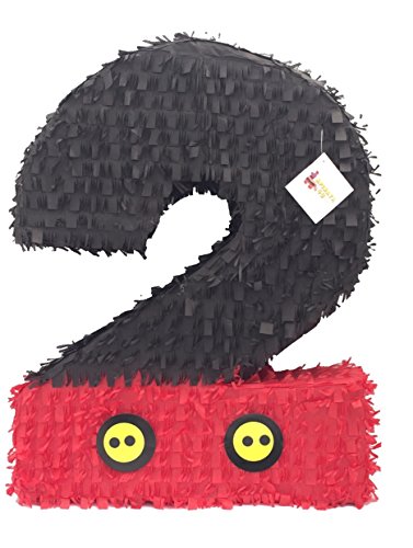 Apinata4u Black & Red Number Two Pinata 23 Tall Yellow Buttons