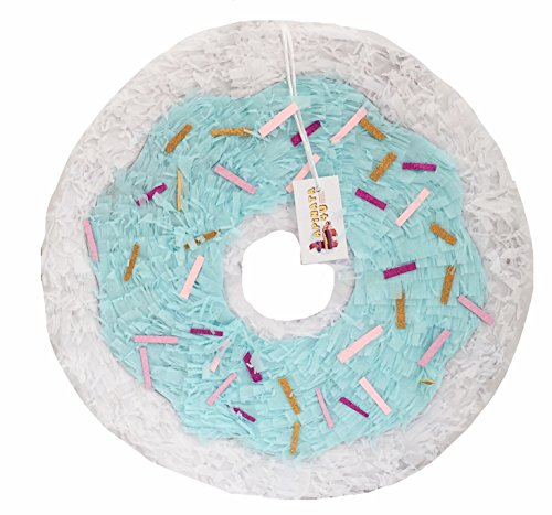 APINATA4U White & Teal Doughnut Pinata with Sprinkles 16
