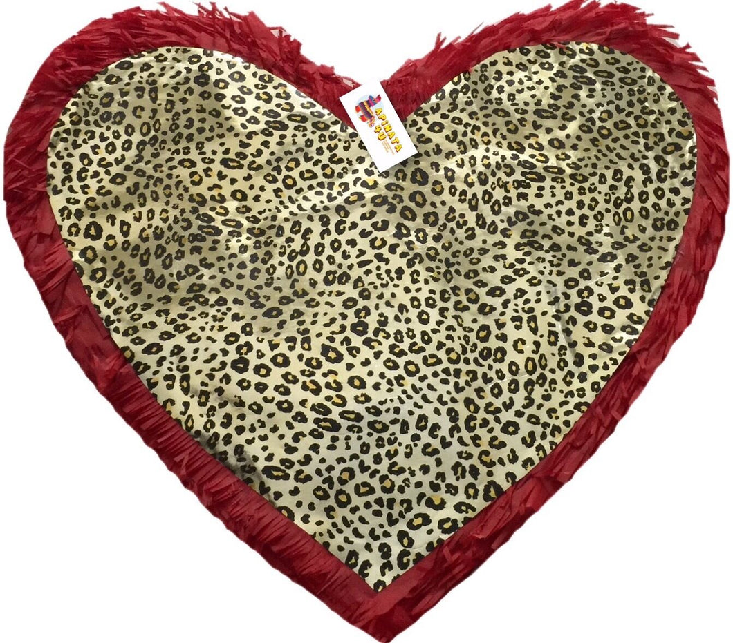 Large Red & Leopard Print Heart Pinata