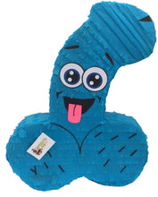 Load image into Gallery viewer, Large Penis Pinata Bright Blue Color Curved Style for Bachelorette Adult Party Over The Hill Gag Gift
