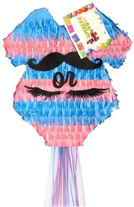 Pink & Blue Gender Reveal Pinata Baby Theme Baby Onesie Theme Staches or Lashes