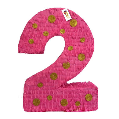 Hot Pink & Gold Polka Dots Number Two Pinata