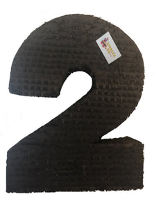 Large Solid Black Number Two Pinata