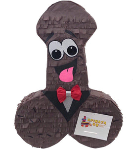 APINATA4U LLC - Penis Adult Pinata | Brown Color with Tuxedo | Ideal for Bachelorette Party | Made with High Quality Cardboard | for Fun, Party & Game | Size - 20'' Tall | Easy to Use & Fill