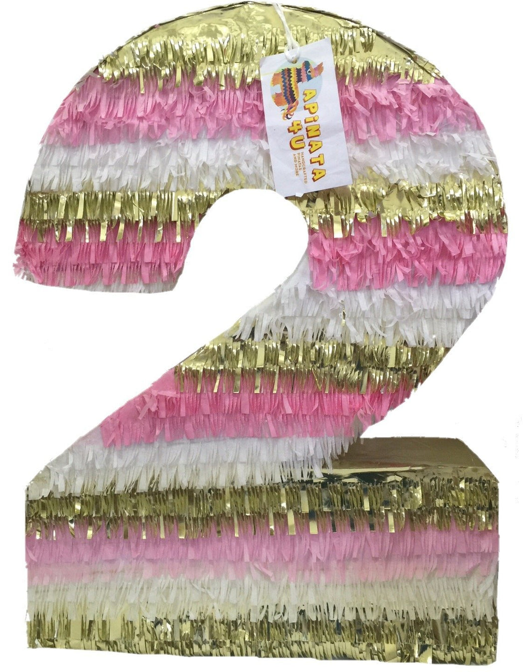 Large Pink Gold & White Number Two Pinata 24