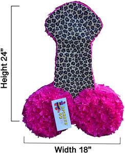APINATA4U LLC - Penis Adult Pinata | Hot Pink and Leopard | Ideal for Bachelorette Party | Made with High Quality Cardboard | for Fun, Party & Game | Size - 20'' | Easy to Use & Fill