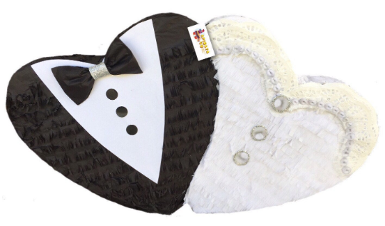 APINATA4U Mr & Mrs Double Heart Pinata For Weddding