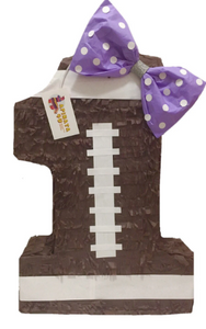 Football Number One Pinata with Bow Pull String Pinata