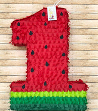 Load image into Gallery viewer, 20” Tall Number One Pinata Watermelon Theme Red Color
