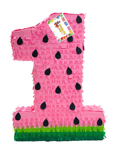 20" Tall Number One Pinata Watermelon Theme Pink Color Tropical Birthday Party