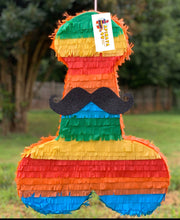 Load image into Gallery viewer, Pecker Pinata with mustache 24” Tall Gift Bachelor Party Bachelorette Fiesta Novelty Gift
