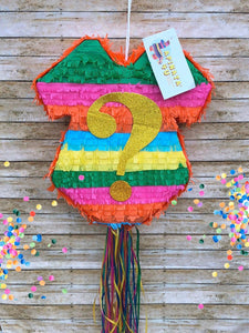 17" Fiesta Themed Gender Reveal Baby Onesie Pinata For Gender Reveal Pinata Niño Niña Muchacho Muchacha
