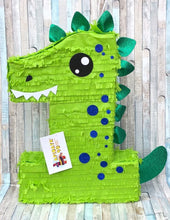 Load image into Gallery viewer, Large Number One Pinata First Birthday Pinata Bright Green Dinosaur Theme
