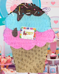 20" Tall Ice Cream Piñata Ice Cream Theme Party Decoration Ice Cream Birthday Party Ice Cream Photo Prop