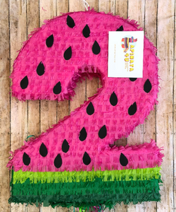 Large Number Two Pinata Watermelon Theme Pink Color